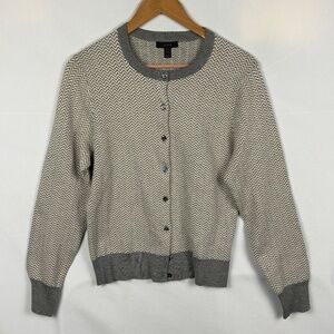J. Crew Women’s Cropped Preppy Cardigan Sweater Sz L Button front Office Classic